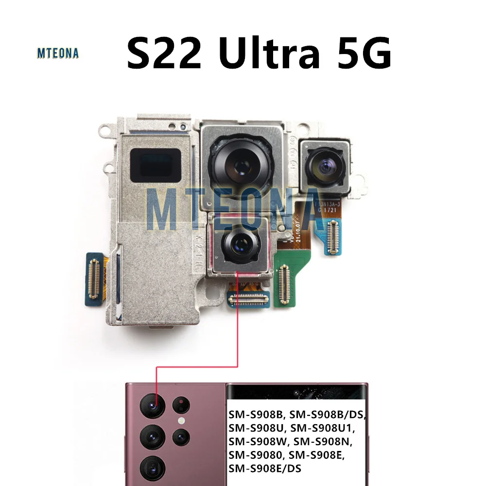 Для Samsung Galaxy S22 Ultra передняя задняя основная 108MP 12MP  сверхширокая камера S22U 10MP 3x 10x телеобъектив с оптическим зумом Flex