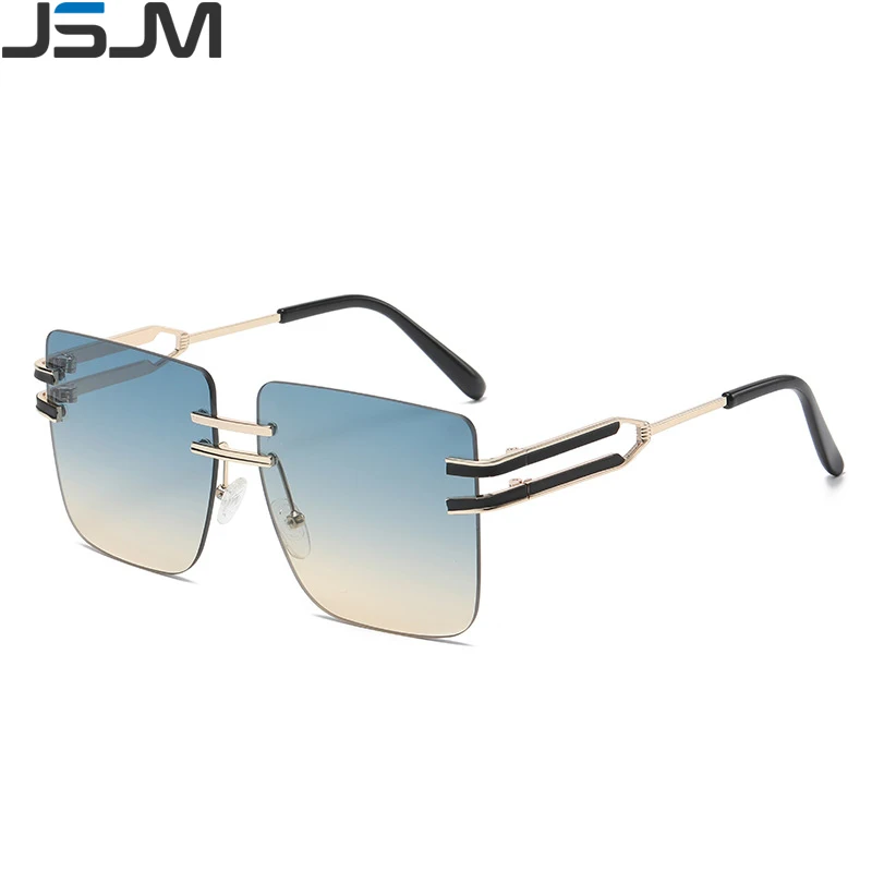 

JSJM Luxury Fashion Rimless Metal Sunglasses Women Brand Design Big Frame Gradient Sun Glasses Women Eyewear Gafas Oculos De Sol