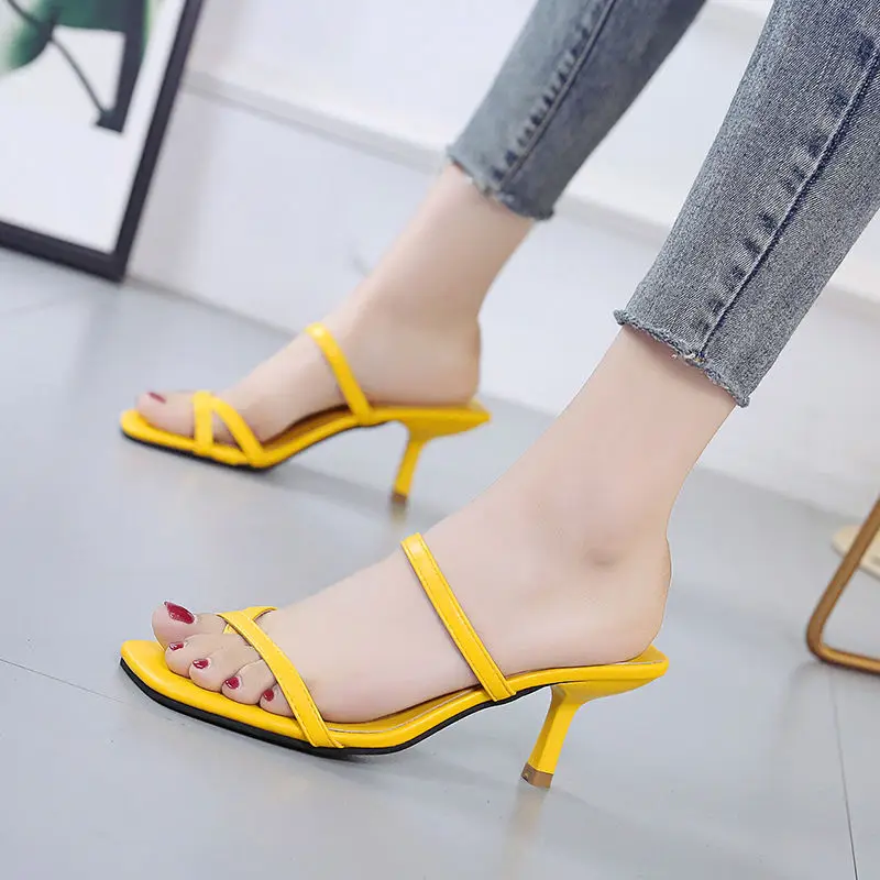 

Women's Classic Yellow Buckle Strap Office Shoes Ladies Fashion Sweet Blue Party High Heels