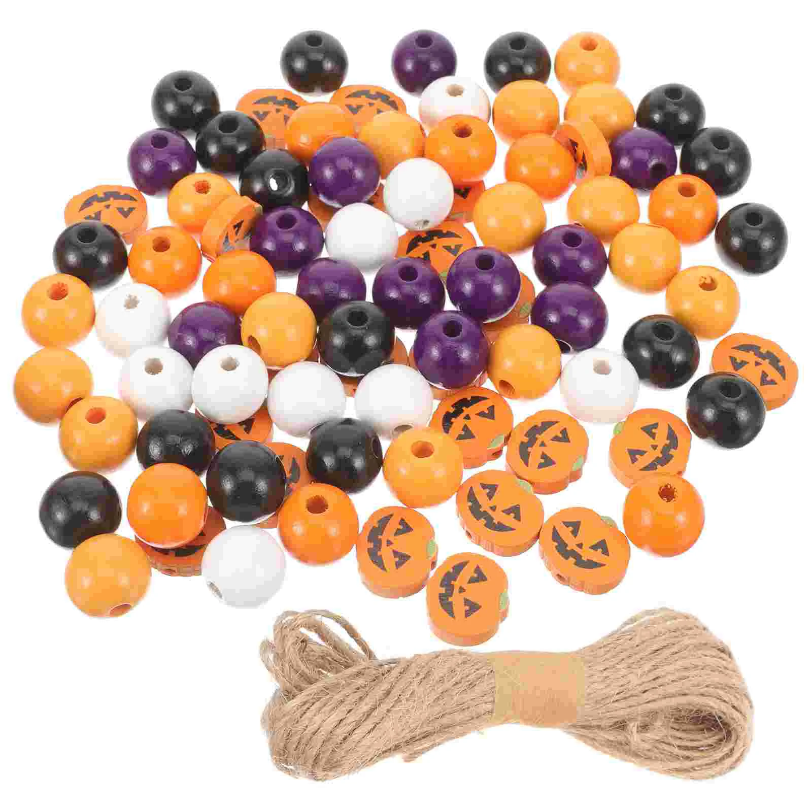 

180 Pcs Halloween Wood Beads Themed Decors House Accessories Home Jewelry DIY Pumpkin Charms Loose Wooden Spacer