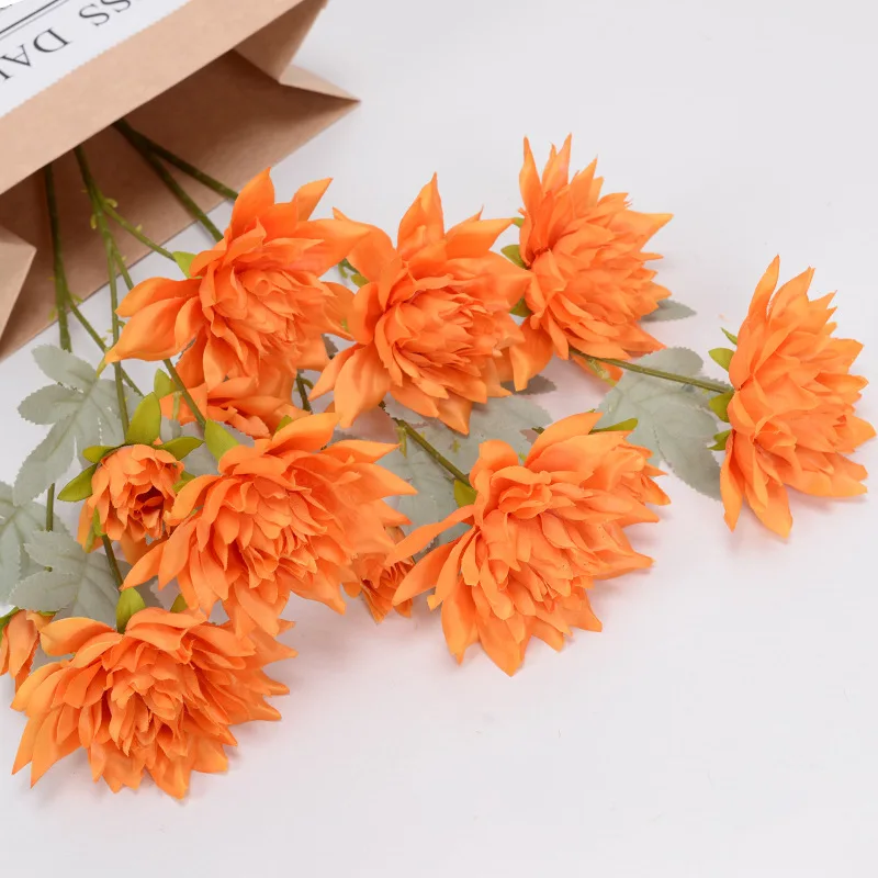 

Artificial Silk Flower Dahlia Branches Autumn Wedding Birthday Christmas Table Decoration Accessories High Quality Fake Flowers