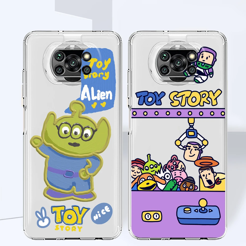 

Disney Toy Story Cute Cool Phone Case For Xiaomi Mi Poco X4 X3 X2 NFC F4 F3 F2 F1 GT M4 M3 M2 Pro C40 C3 Transparent TPU Cover