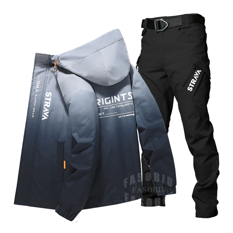 

Strava Spring Autumn Bicycle Jacket Clothing Cycling Set Mtb Mountain Cycling Clothing Set Mens Windbreaker +Pants Cycling Suits
