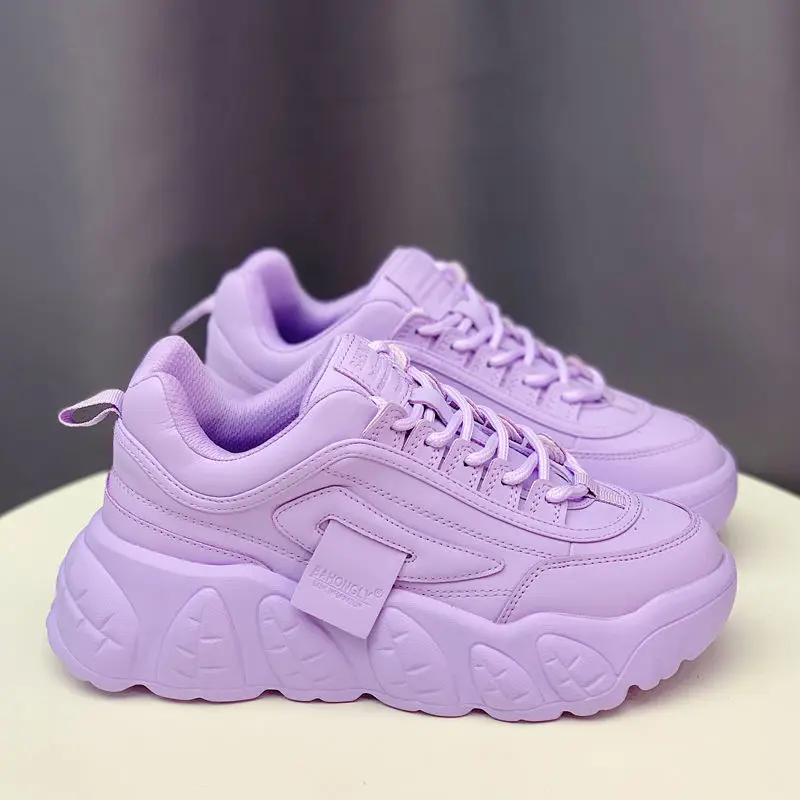 

Women's Sneakers 2022 New Trend Pink White Purple Chunky Sneakers Women Casual Sport Shoes Thick Sole Tennis basket femme