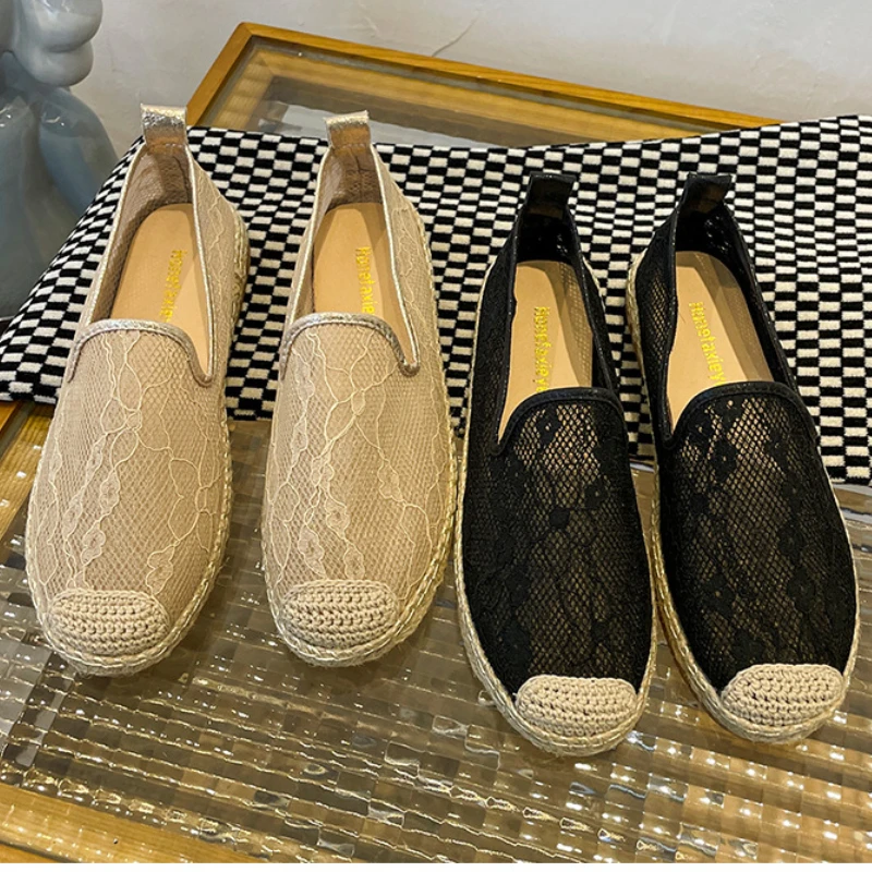 

Lace Loafer Shoes Woman Casual Breathable Cute Flat Shoes Slip on Espadrilles Lazy Shoes Zapatos De Mujer Chaussure Femme