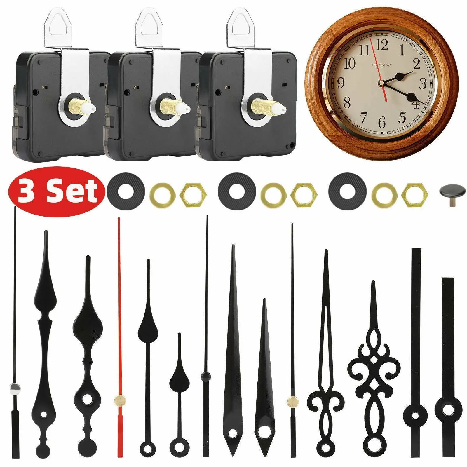 

3PCS Long Shaft Clock Movement Mechanism DIY Repair Hands Replacement Tool Kit