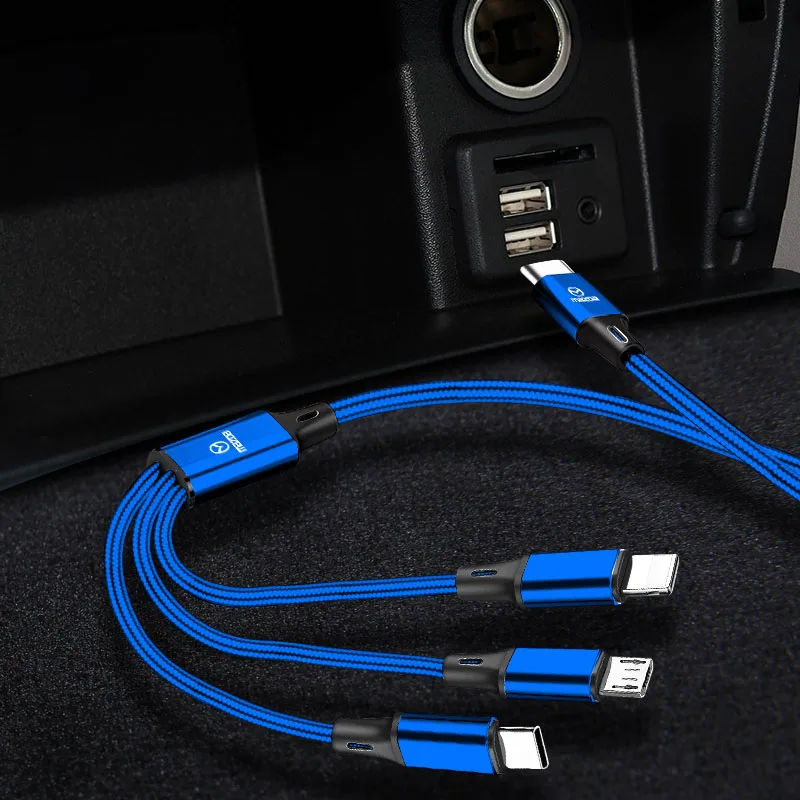 Автомобильный Стайлинг 3 в 1 Type C Lightning Micro USB кабель для быстрой зарядки Mazda 6 CX7 CX5 5 2