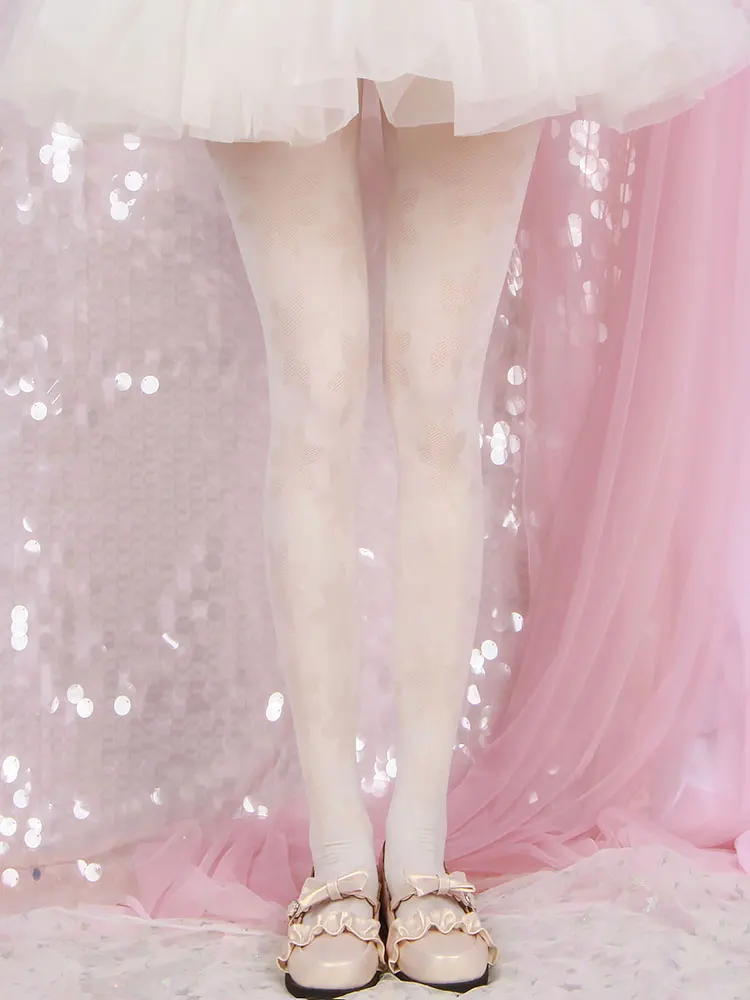 

Белые колготки в стиле "Лолита", японские милые студенческие колготки