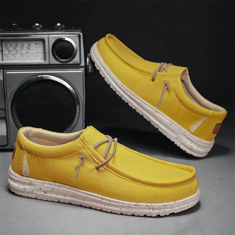 

Fashion Yellow Designer Shoes Men Loafers Comfortable Slip-on Canvas Shoes Flats Men Casual Footwear Espadrilles 2022 mocasines