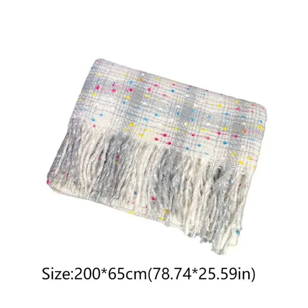 Плед шарф с радужной фасолью и кисточками плюшевые шерстяные шарфы зимние