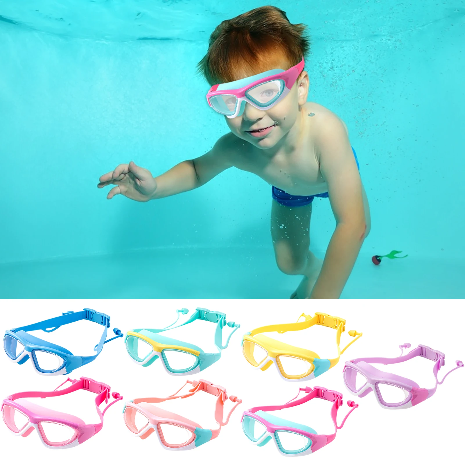 

Silicone Kids Swimming Goggles Kids Anti-Fog Goggles For Swim Toddler Anti-Fog Swim Glasses HD No Leaking Goggles For Children