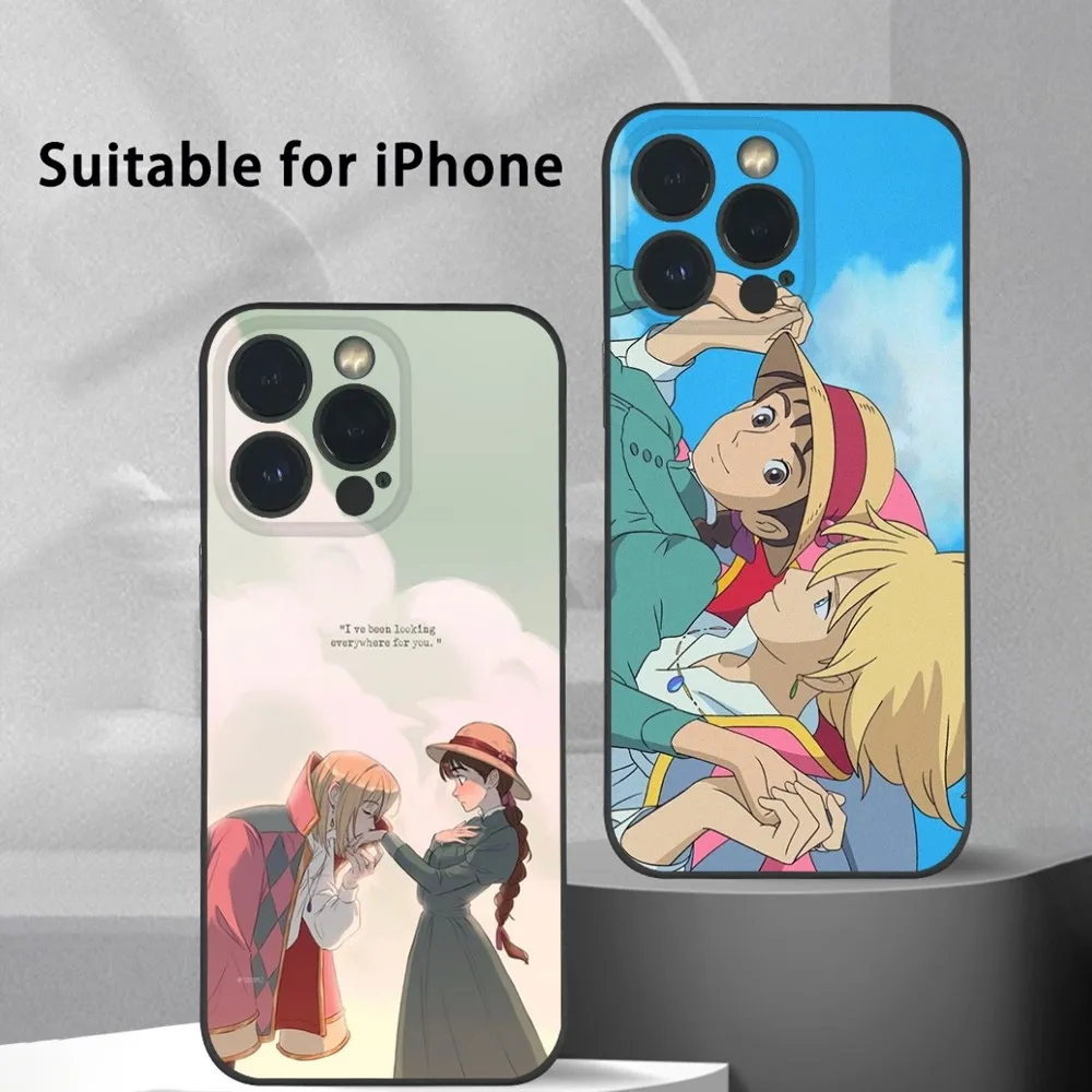 H-Howls Moving C-Castle Phone Case For iPhone 16 15 14 13 12 11 Pro Max Plus Mini Frosted Soft Shell Funda