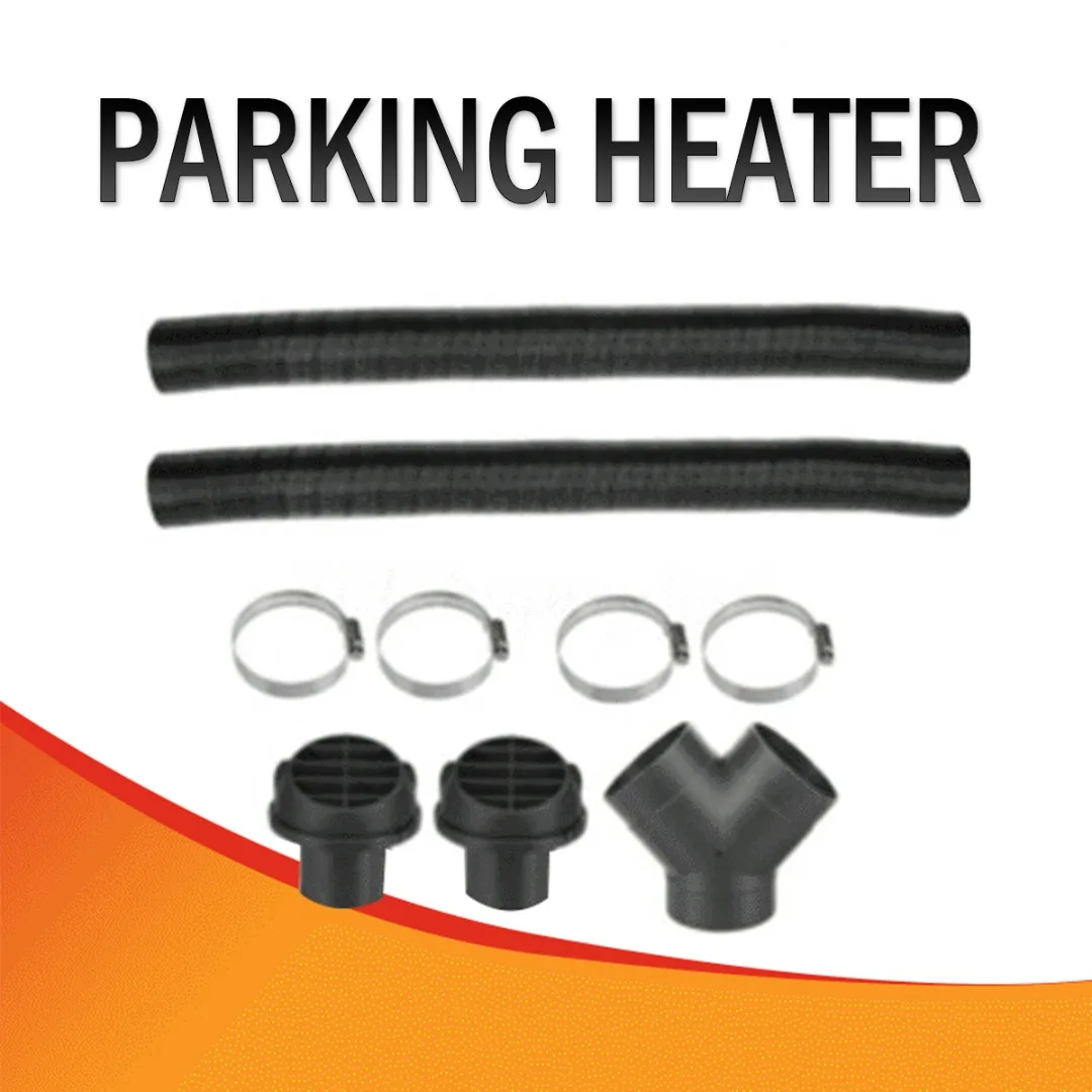 

1set Black Aluminum Foil 75mm Diesel Heater Duct Pipe T Piece Tube Warm Air Outlet Vent Hose Clip Set Car Accessories