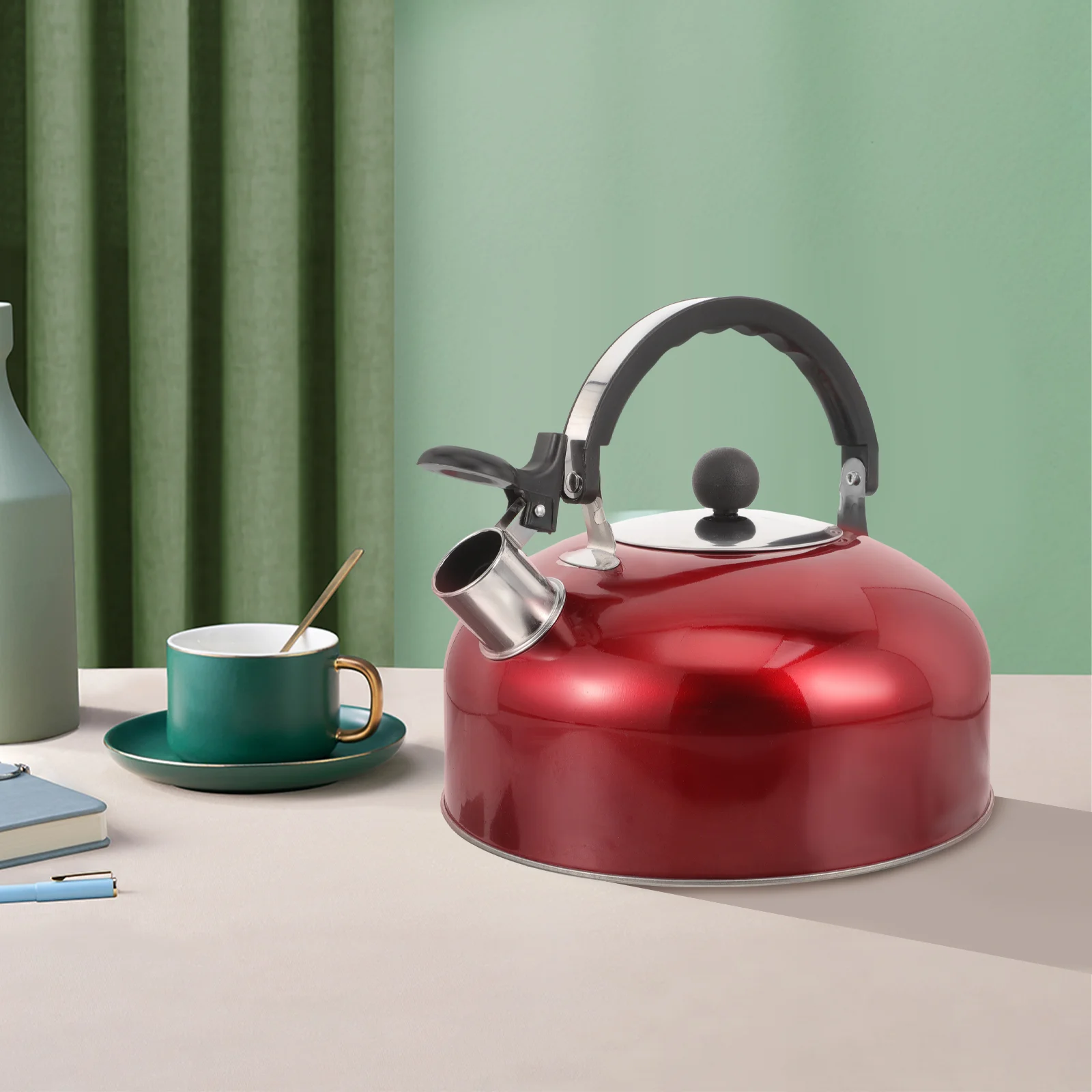 

Daily Use Stovetop Kettle Tea Pot Water Boiler Stainless Steel Whistling Handle Wear-resistant Metal