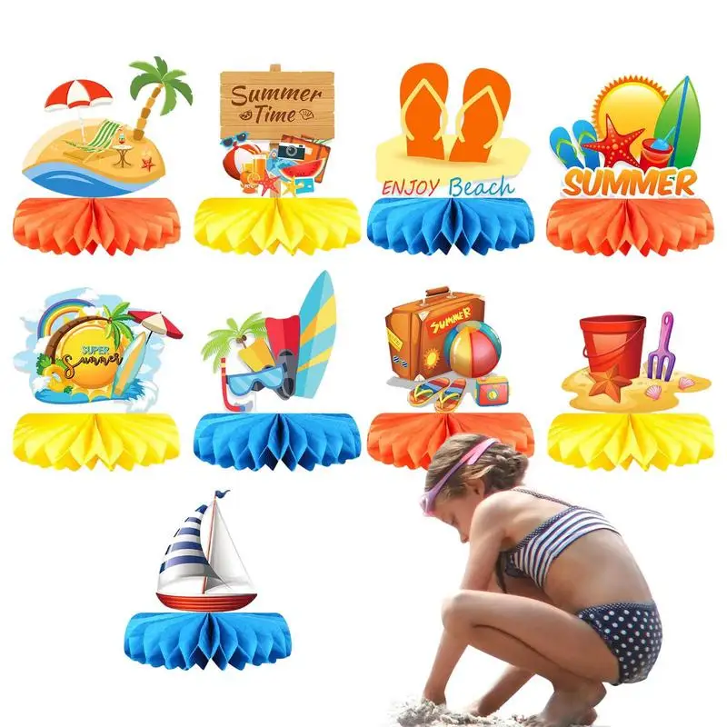 

Hawaii Beach Centerpiece Party Honeycomb Centerpieces Summer Beach Party Decoration Hawaii Theme Party Supplies For Pool Birthda
