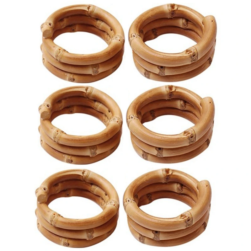 

Handmade Bamboo Napkin Ring, Natural Rustic Napkin Holders Serviette Buckle Holder Set Of 6