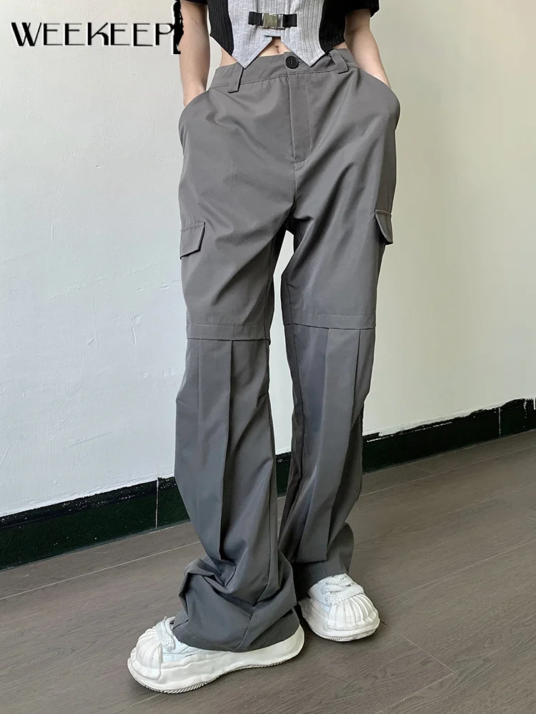 

Pocket Cargo Pants High Waist Baggy Streetwear Casual Pants Aesthetic Y2k Basic Trousers Korean Fashion Harajuku Outfits
