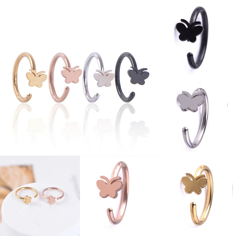 

Exquisite Cartilage Star Heart Love Butterfly C-shaped Nose Clip Cuff Fake Piercing Studs Ring Body Jewelry Gifts For Women