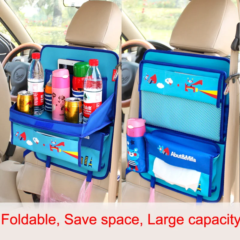 Folded Car Organizers Decoration for Kids Baby Multifuction Storage Pockets Box Bag Oxford Dining Tray Seat Back Hanging |
