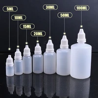 5pcs 5ml10ml15ml20ml30ml50ml100ml empty plastic squeezable dropper bottles eye liquid dropper refillable bottles