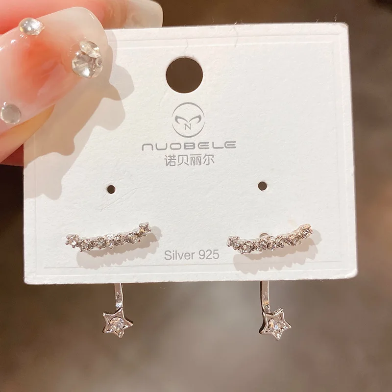 

Silver Needle And Diamond Star T-shaped Geometric Earrings, Small, Fresh Sweet Temperament Niche Versatile