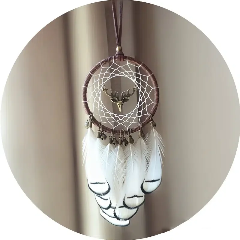 

Handcraft Dream Catcher Feather Double-Sided Deer For Car Interior Rear View Mirror Hanger Car Accessories