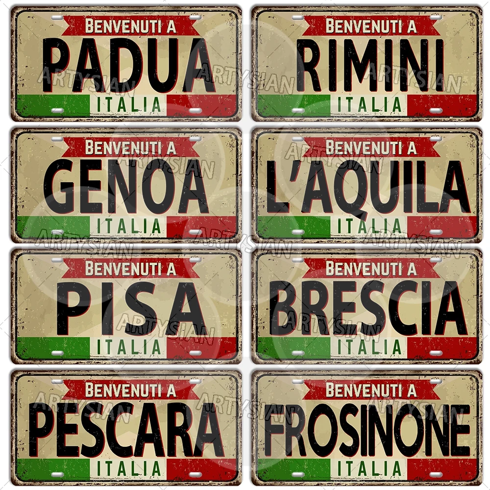 Италия Городская достопримечательность Metal SignTRENTO BERGAM RIMINI AOSTA SAN MARINO COZENZA PISA LIVORNO