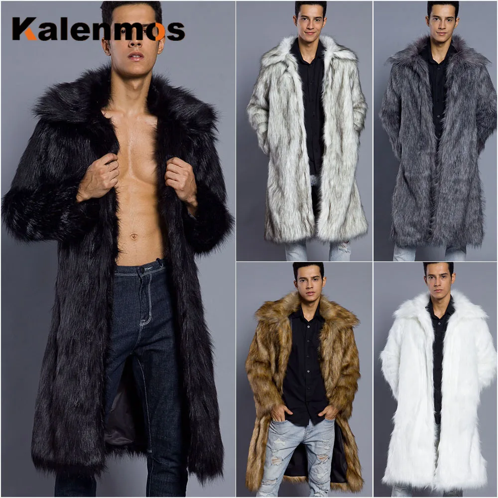 

Jacket Men Casual Autumn Winter Long New High-grade Gentleman Comfortable Male Outwear Fashion Faux Mink Fur Thick Warm Coat