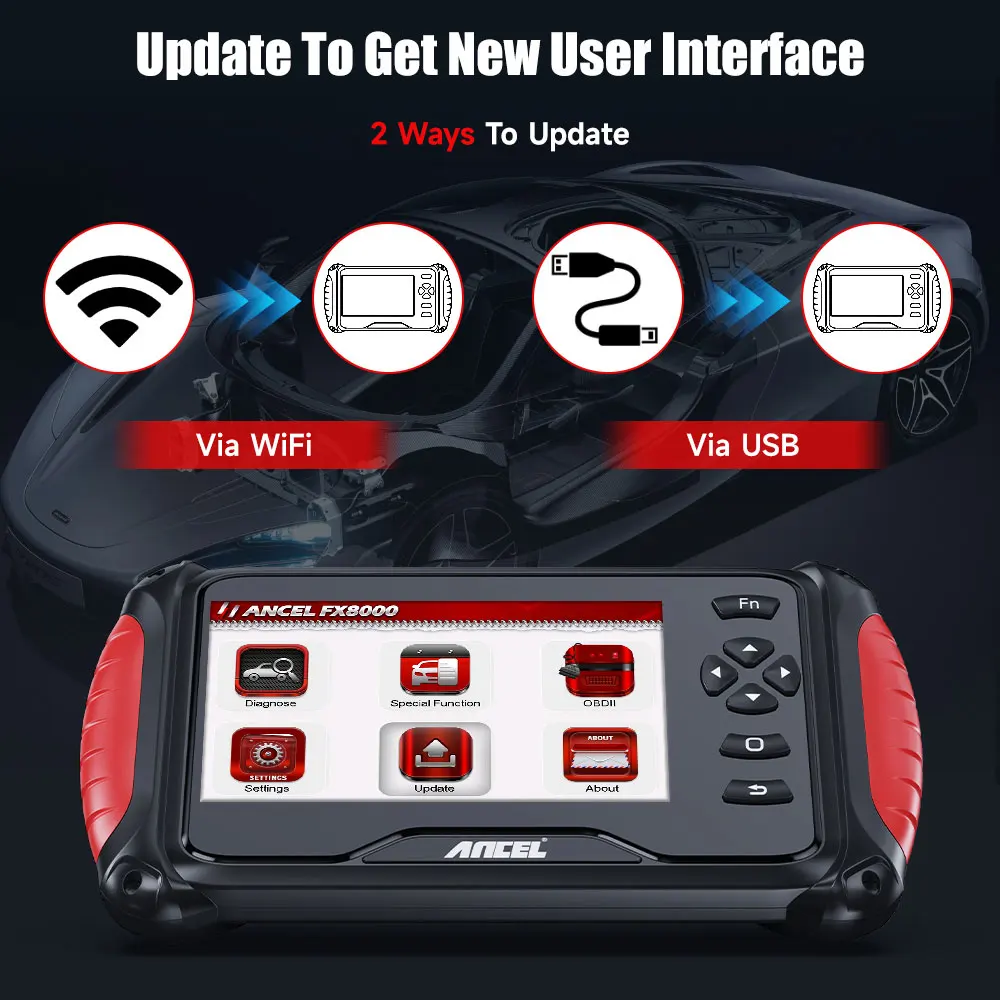 Ancel FX8000 Автомобильный сканер OBD2 Все системы Считыватель кодов проверки двигателя