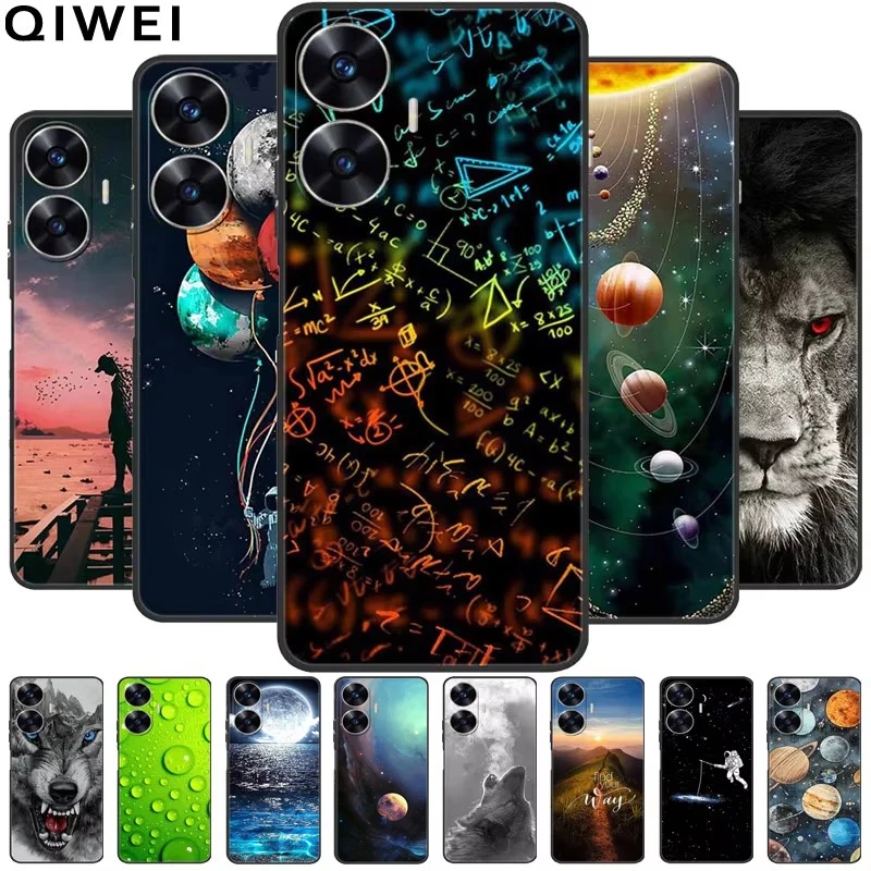 Мягкий чехол для Realme C55 с волчьими львами росписью силиконовый мягкий C 55 2023 RMX3710