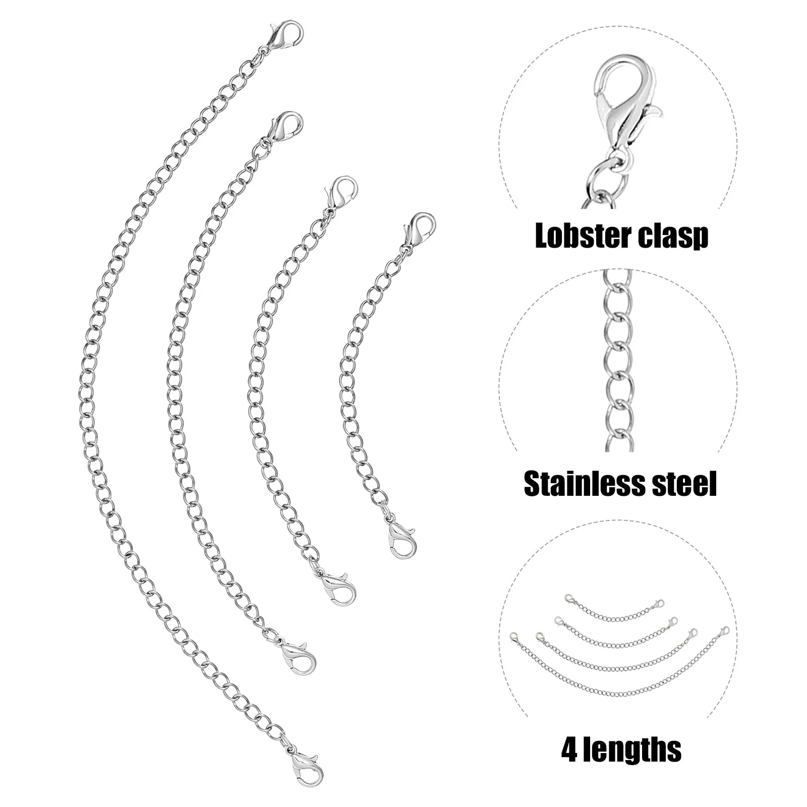 Extender Chain Set Extension Lobster Clasp Moisennette Jewelry Stainless Steel Double-headed