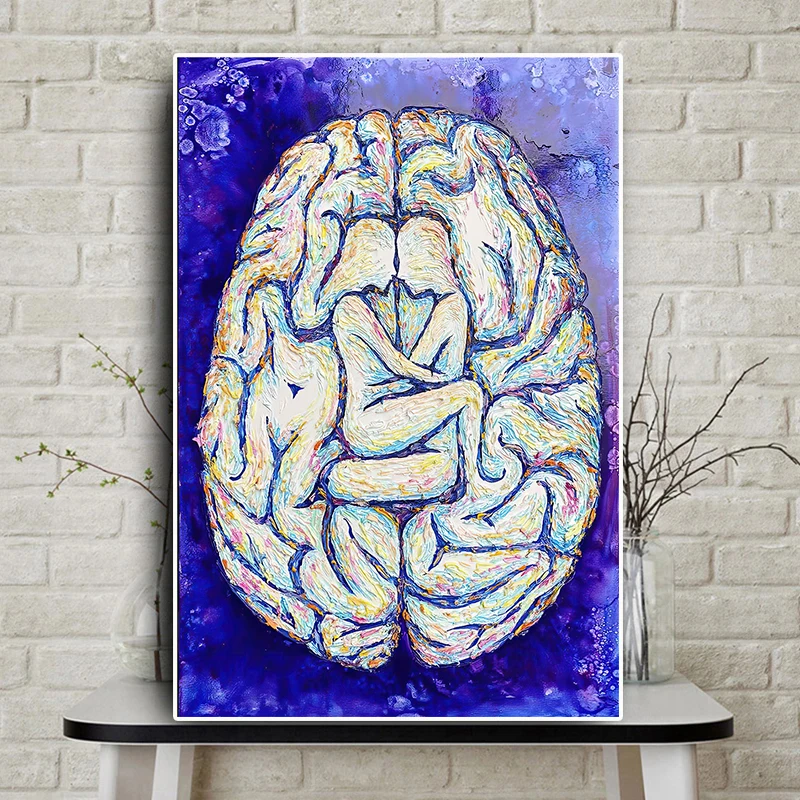 Абстрактная картина маслом человеческого мозга персонажа органов холст
