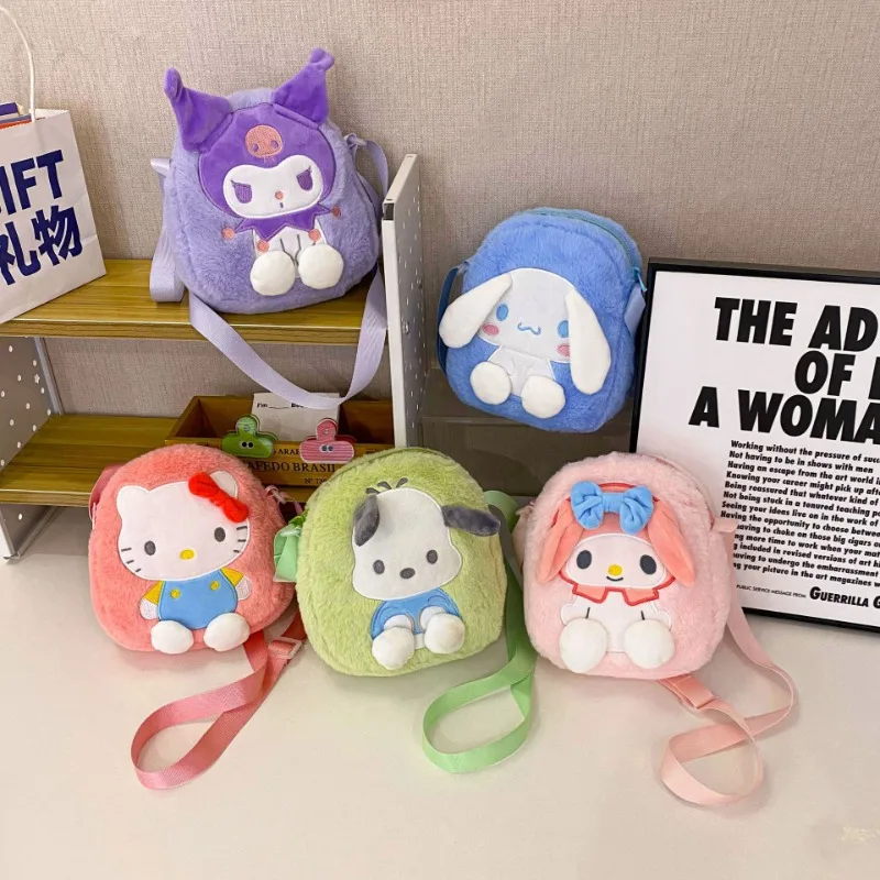 

Sanrio Girl Coin Purse Handbag Anime Messenger Bag New Christmas Kids Keys Coin Purse Kawaii Kid Plush Storage Shoulder Bags