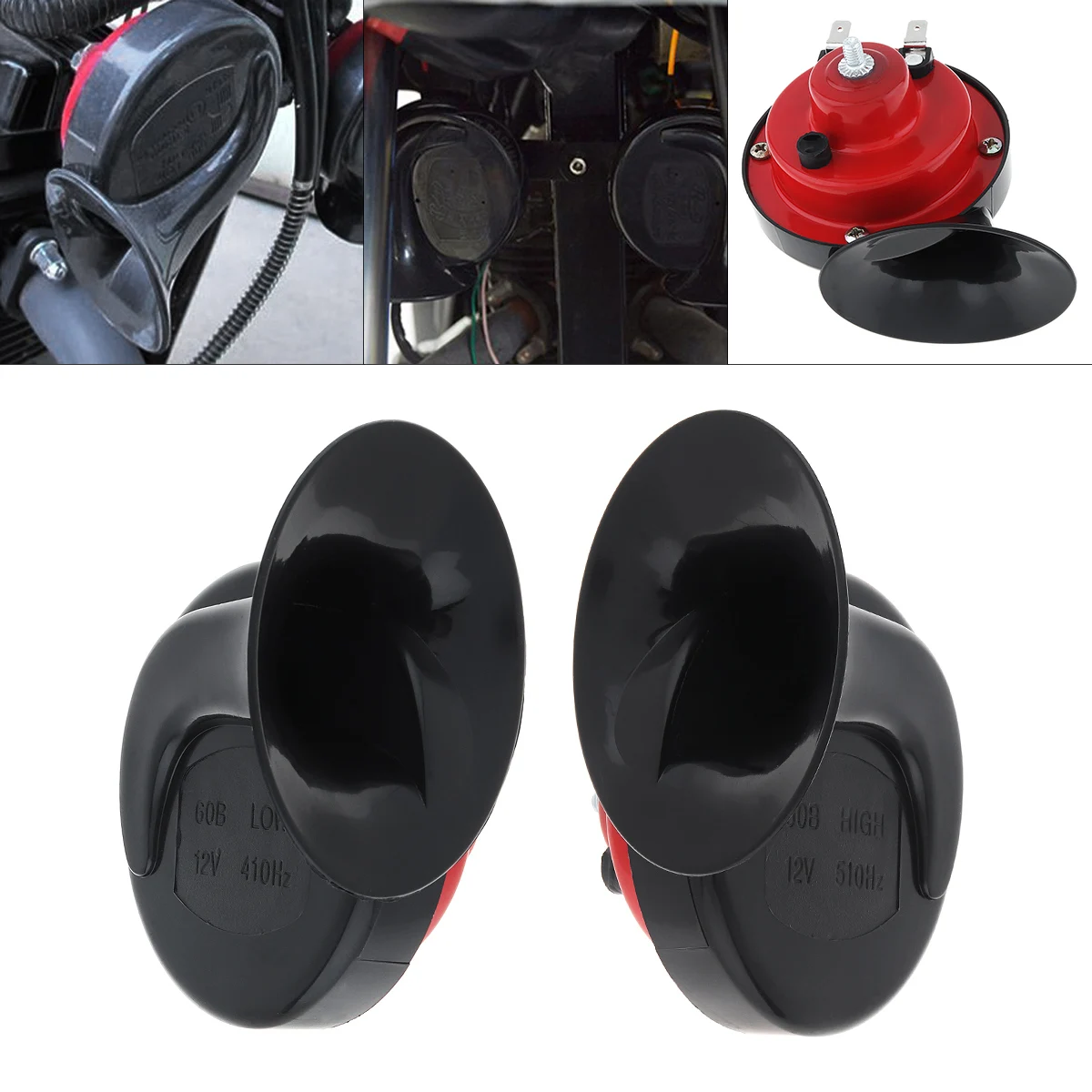 

12V 4 Inch Universal Motorcycle Air Horn 100W 105DB Car Snail Horn Loudspeaker for Car Motorcycle Motorbike Electric Car