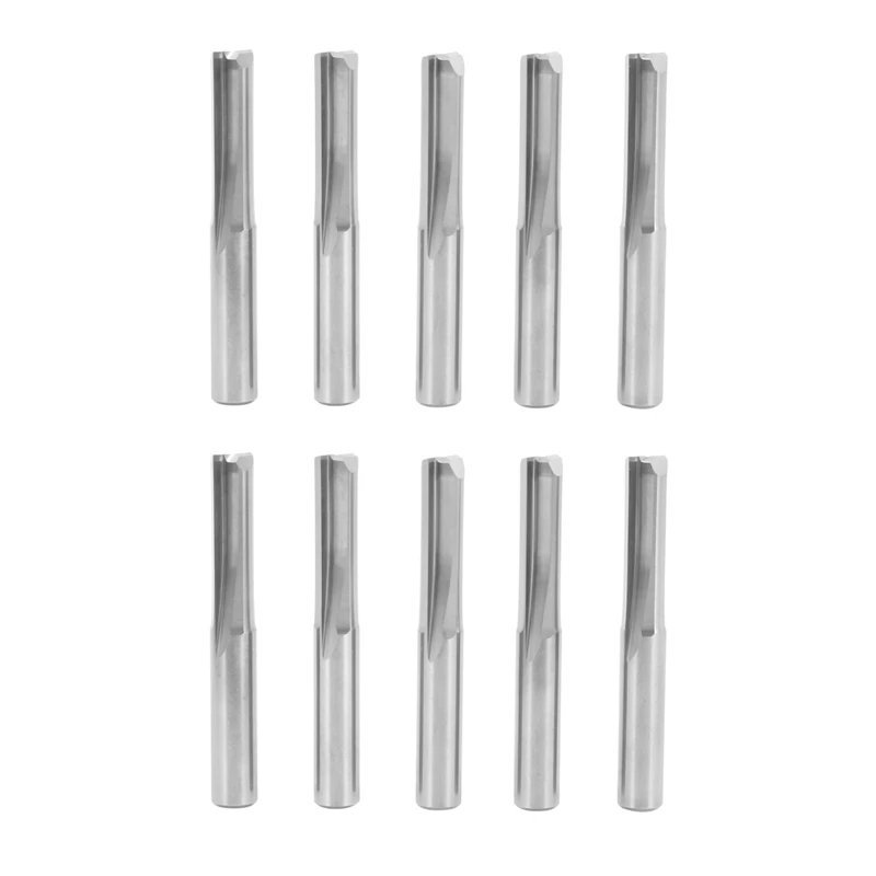 

10Pcs 6Mm 22Mm Double Edged Straight Router Bits Straight End Mill Tungsten Steel Straight Slot Bit For Woodworking