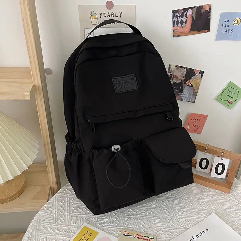 

Black Backpack Women Girls School Bags for Teenage Student Nylon Back Pack Multifunctional