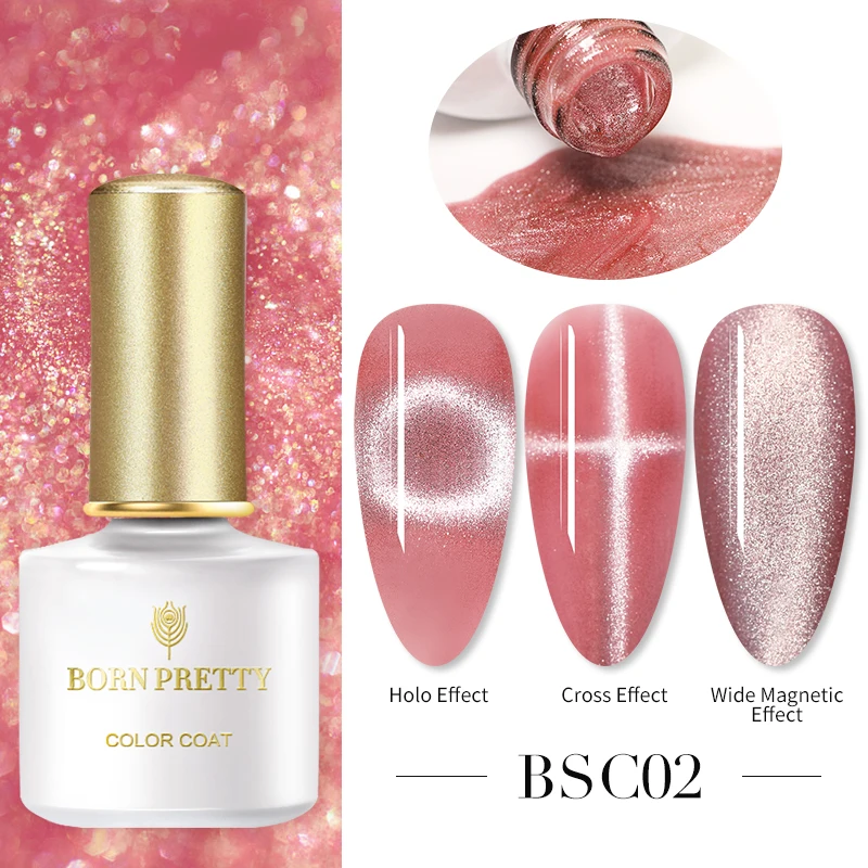 

BORN PRETTY Cat Magnetic Gel Polish Rainbow Glitter Soak Off Semi Permanant Top Coat Reflective Gel Paint For Nail Art Maniucre