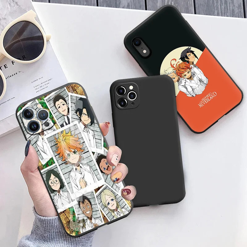 Silicone Black Phone Cases Cover for iPhone 11 14 Pro Max 12 13 Mini XR SE 7 8 6 6s Plus XS X 11Pro The Promised Neverland Anime
