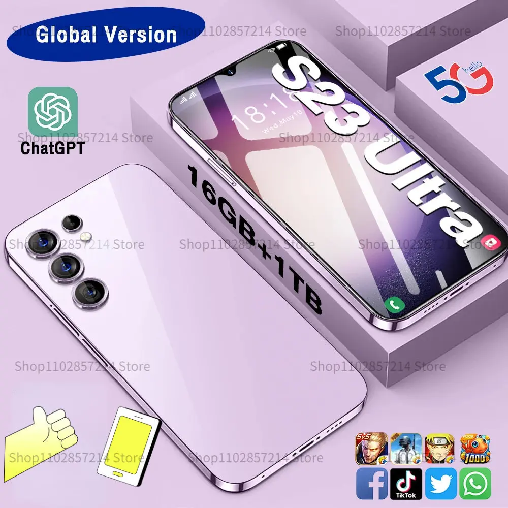 

Новинка S23 ультра новый смартфон android с двумя Sim-картами 6800 мАч 7,0 hd экран сотовый телефон pro разблокированная искусственная кожа мобильные телефоны Лидер продаж