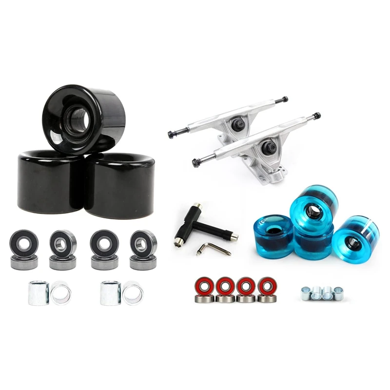 

1 Set 60Mm Skateboard Wheels + ABEC-9 Bearing Steel And Spacers & 1 Set 7Inch Longboard Truck Wheels Set