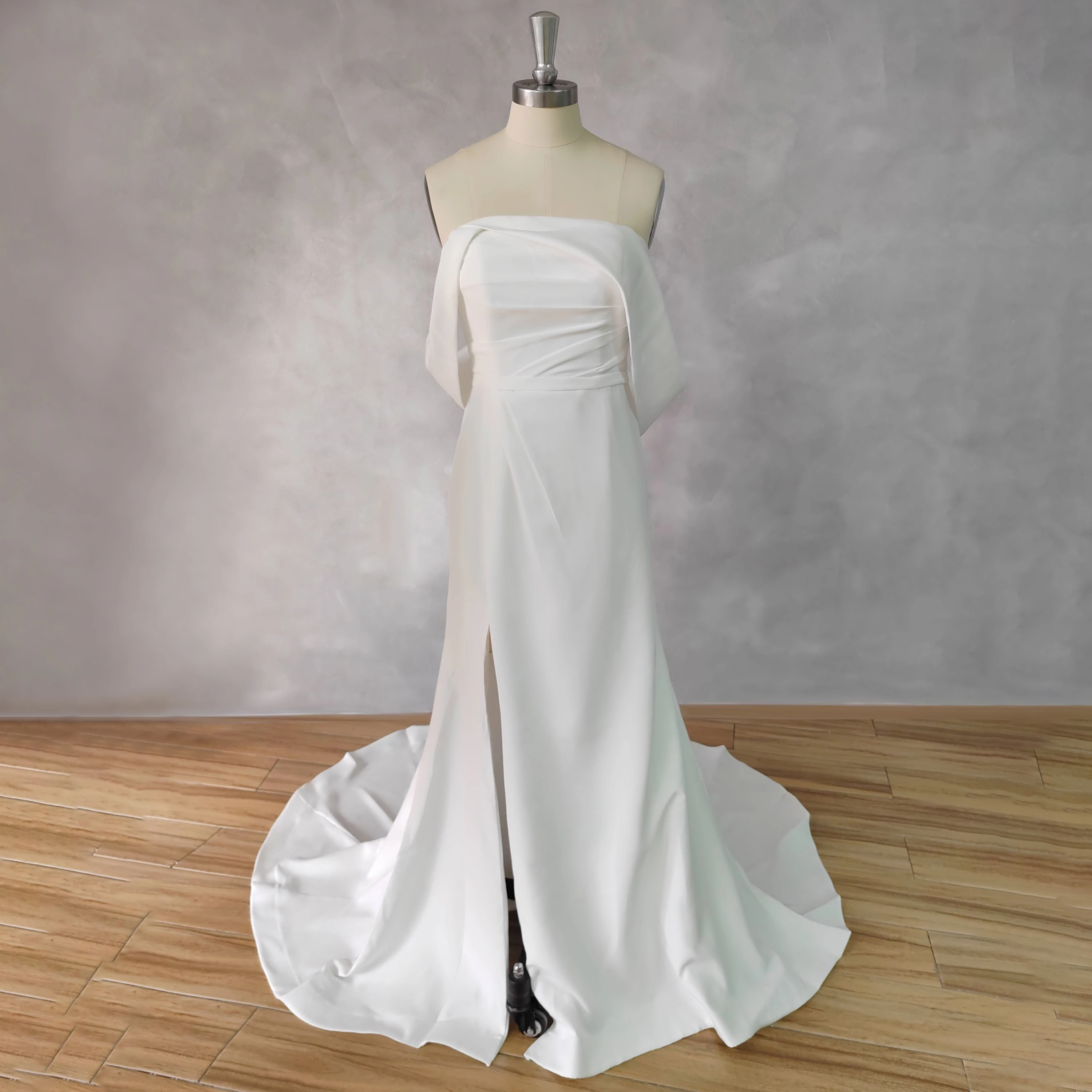 Женское платье с открытыми плечами DIDEYTTAWL свадебное платье-футляр из крепа