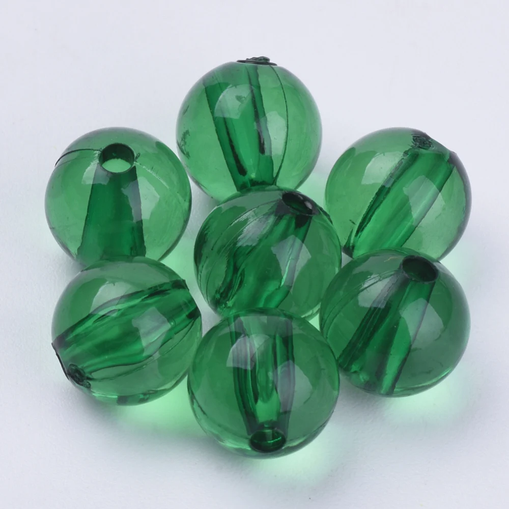 

200pc Transparent Acrylic Beads Round Dark Green 6x5.5mm Hole: 1.2mm