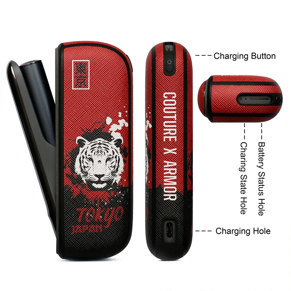 Чехол из искусственной кожи с принтом 4 узоров для IQOS 3 Duo боковой дверью