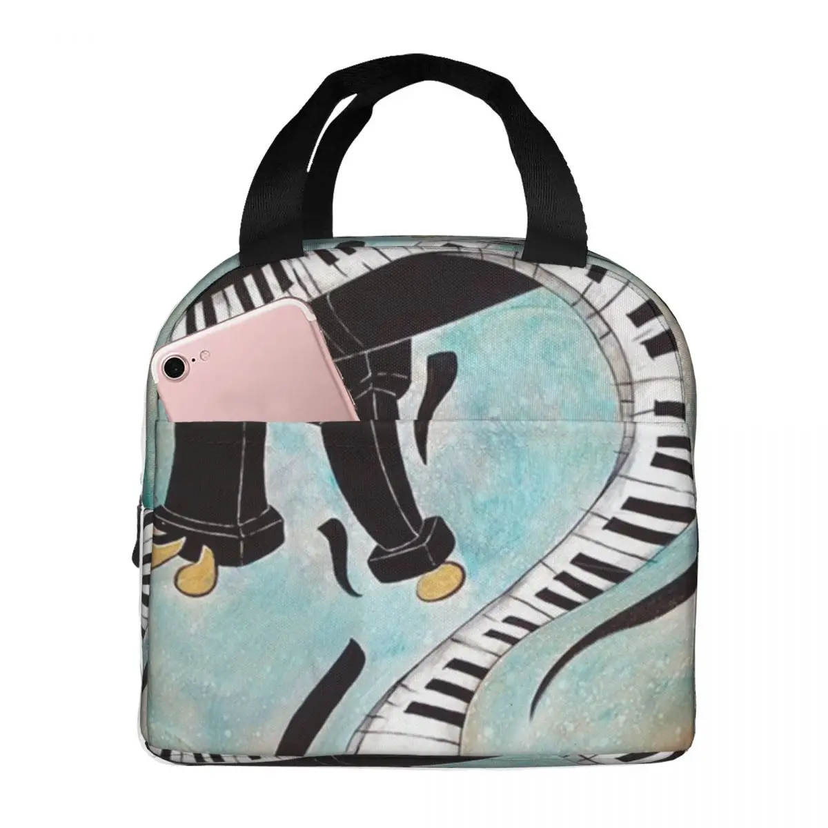 

Piano Music Keyboard Portable Insulated Oxford Lunch Bag Reusable Lunch Box Lunch Organizer Thermal Cooler Tote Bag