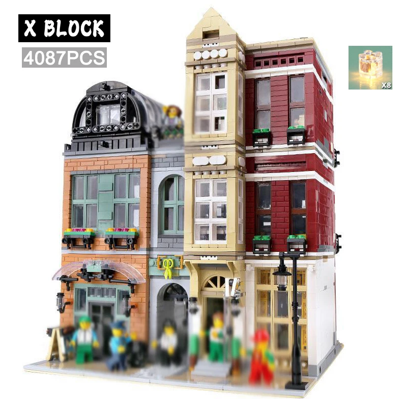 

4087pcs Creative Expert Shoes Store Modular City Architecture Building Blocks Brick Model MOC Street View Sets Kid Toy Boy Gifts