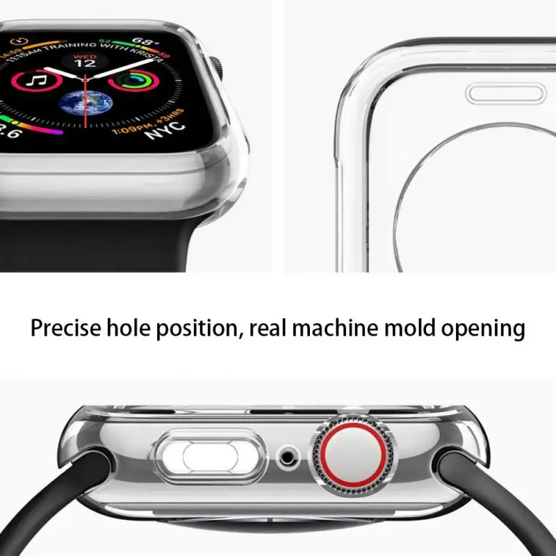 Ультратонкий защитный чехол из ТПУ с защитой от царапин и ударов, защитный чехол для часов Apple Watch1-6 Series, прозрачный чехол