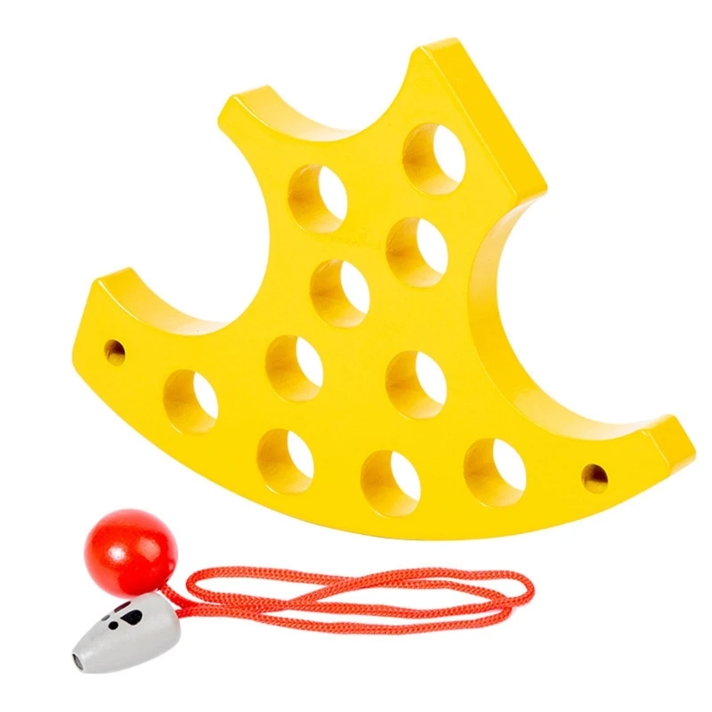 

Kid Montessori Wooden Threading Toys Lacing Cheese Fruits Education Learning Toys for Children Kindergarten Funny Game