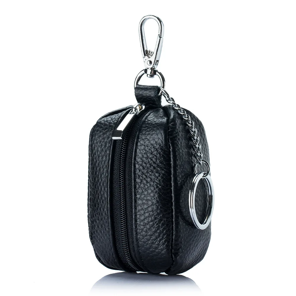 Кожаный чехол для ключей от женщин и мужчин кошельки на молнии с монетницей