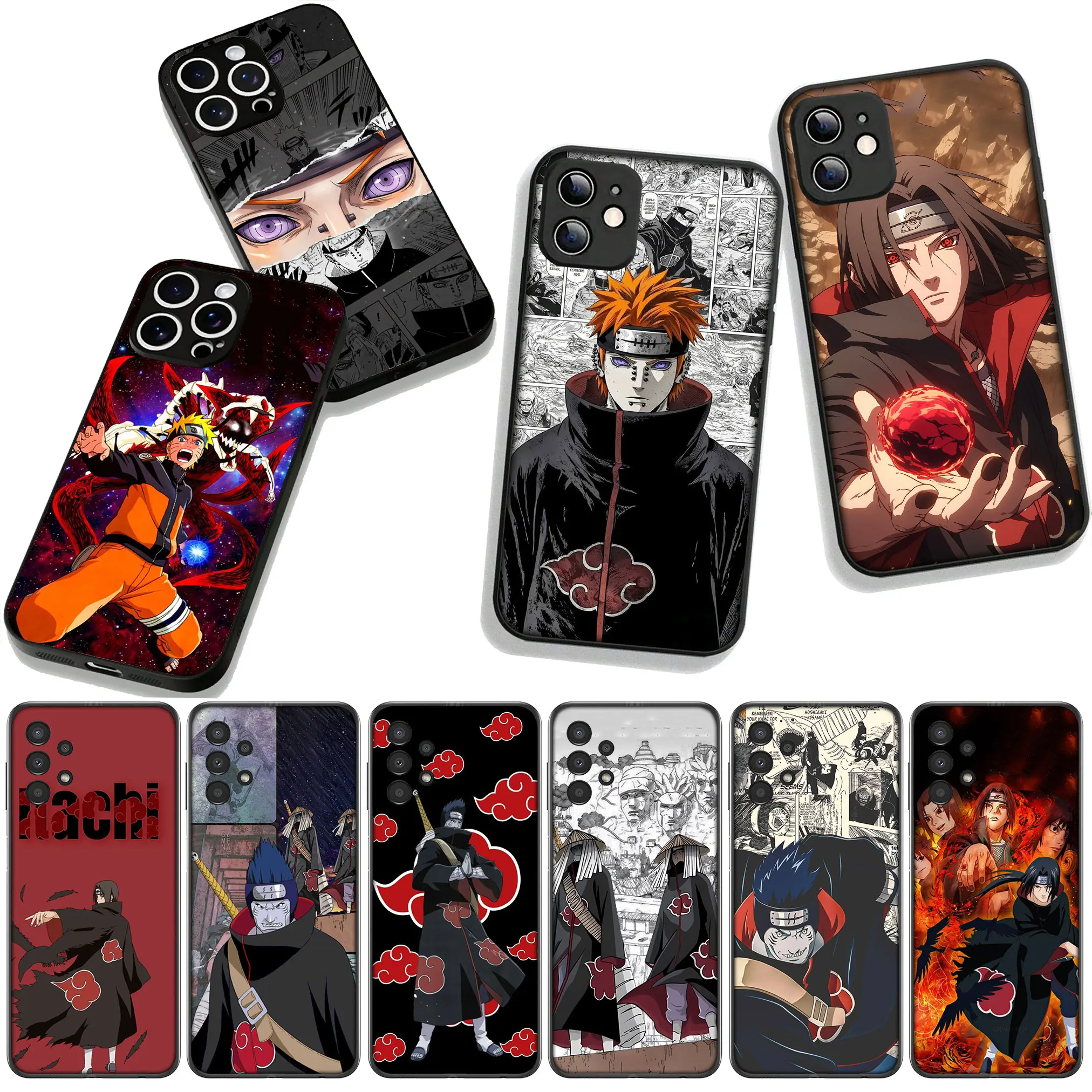 Фото Чехол для Apple iPhone 16 15 14 Plus 13 12 Mini 17 Pro Max + ProMax 16E Air Phone Case Pain KISAME Narutos Akatsuki Itachi №2
