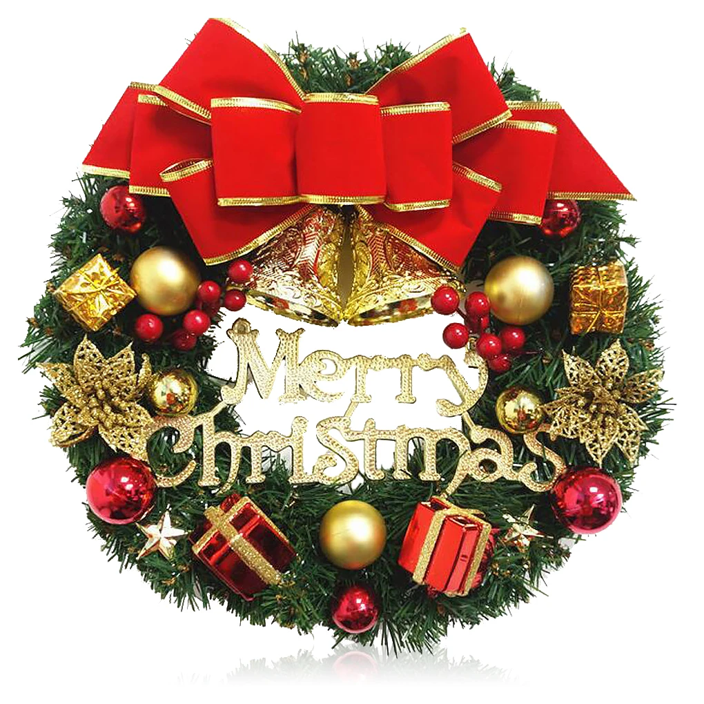 

Рождественский венок из ПВХ, имитация рождественской гирлянды, украшение для двери, подвесной фотоподарок для вечерние в помещении и на ули...